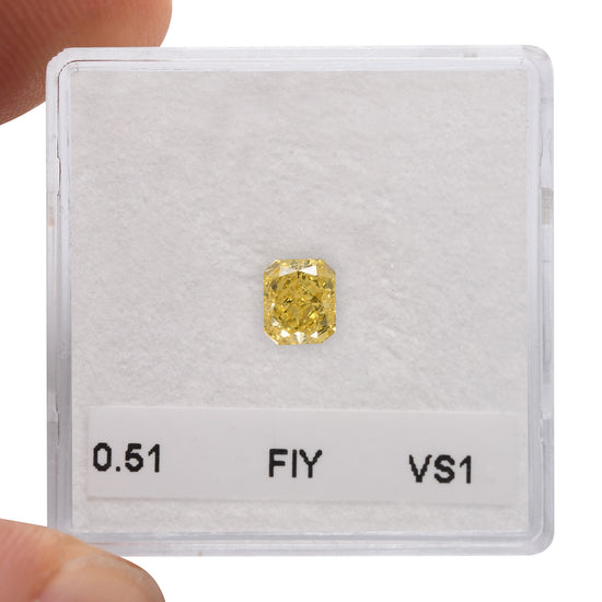 0.51 Carat Fancy Intense Yellow Radiant Diamond VS1 GIA