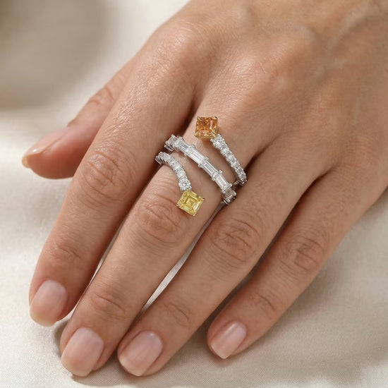 Mix Color Two-stone Crossover Diamond Ring