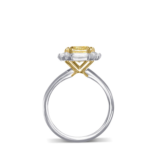 Fancy Yellow Cushion Halo Diamond Ring
