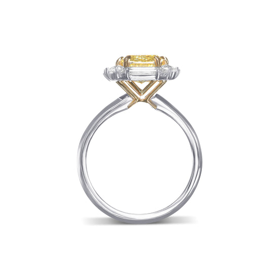 Fancy Yellow Cushion Halo Diamond Ring