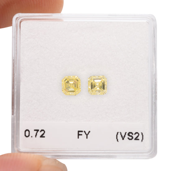 0.72 Carat Fancy Yellow Asscher Diamonds (VS2)