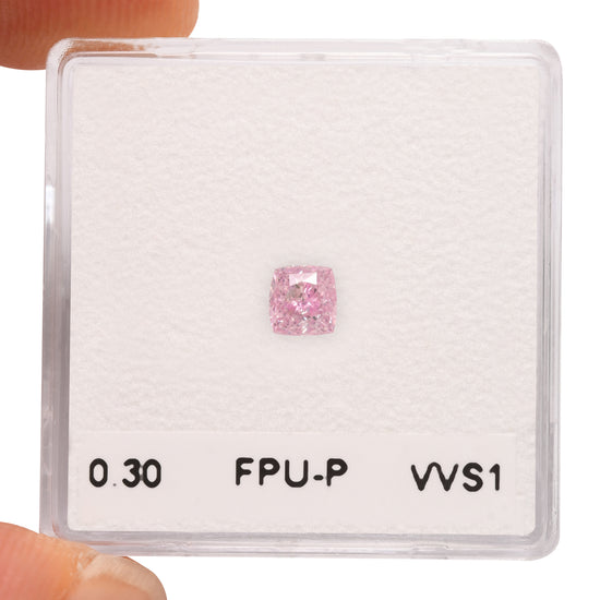 0.30 Carat Fancy Purplish Pink Cushion Diamond VVS1 GIA