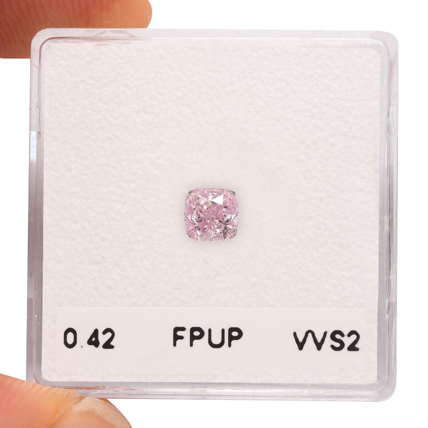 0.42 Carat Fancy Purple Pink Cushion Diamond VVS2 GIA