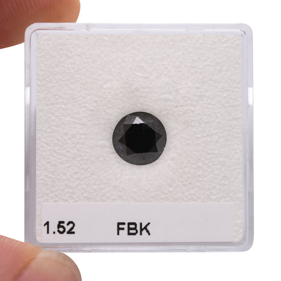 1.52 Carat Fancy Black Round Brilliant Diamond  GIA