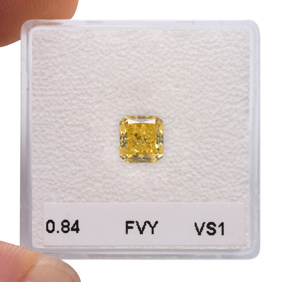 0.84 Carat Fancy Vivid Yellow Radiant Diamond VS1 GIA