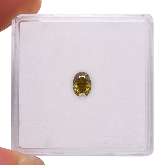 0.35 Carat Fancy Deep Brownish Greenish Yellow Oval Diamond VS1 GIA