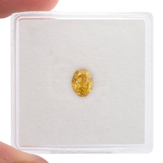 0.51 Carat Fancy Intense Orange Yellow Oval Diamond  GIA