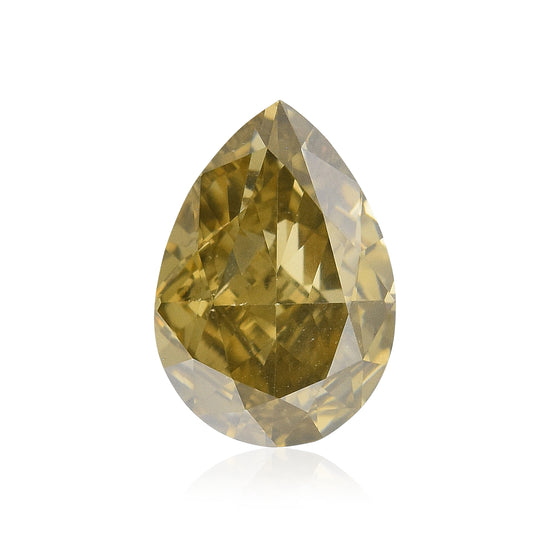 ألماسة كمثرية بوزن 1.08 قيراط، Fancy Dark Brown Greenish Yellow، بدرجة نقاء SI1، GIA