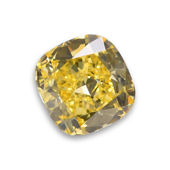 1.01 Carat Fancy Intense Yellow Cushion Diamond VS2 GIA