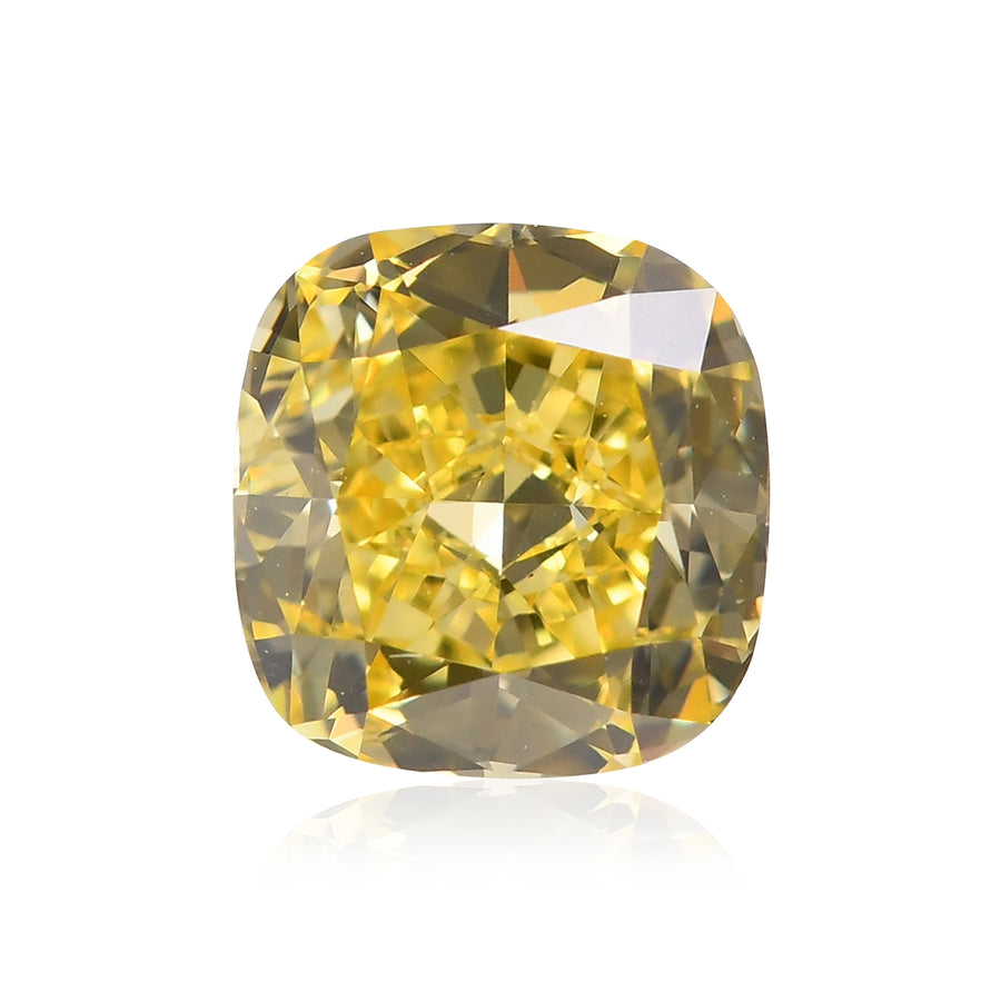 1.01 Carat Fancy Intense Yellow Cushion Diamond VS2 GIA