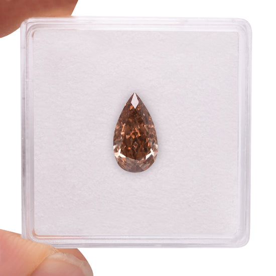 1.03 Carat Fancy Dark Orangy Brown Pear Diamond VVS2 GIA