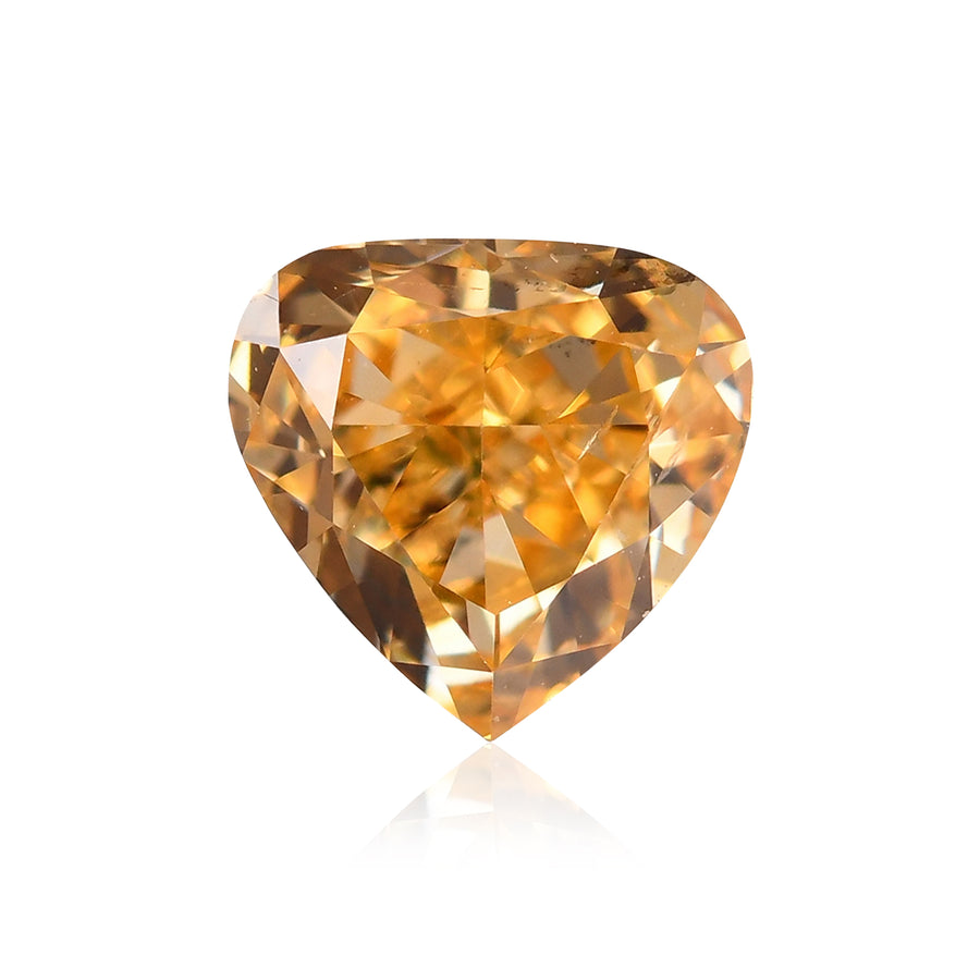 0.35 Carat Fancy Intense Yellow Orange HEART Diamond SI1 GIA