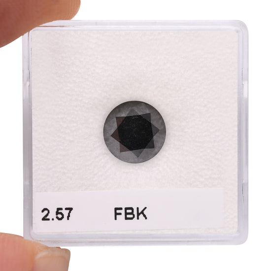 2.57 Carat Fancy Black Round Brilliant Diamond  GIA