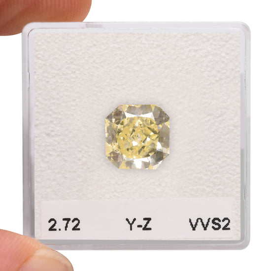 2.72 Carat Light Yellow Radiant Diamond VVS2 GIA