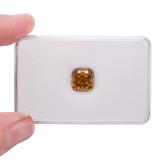 5.73 Carat Fancy Deep Brownish Orangy Yellow Cushion Diamond SI1 GIA