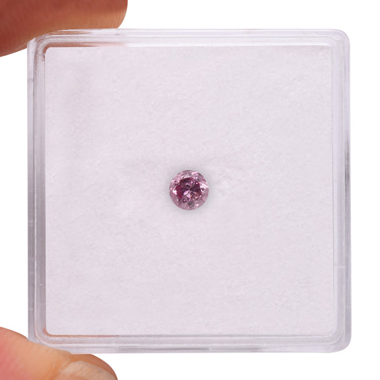 0.18 Carat Fancy Intense Purplish Pink Round Brilliant Diamond I3 GIA