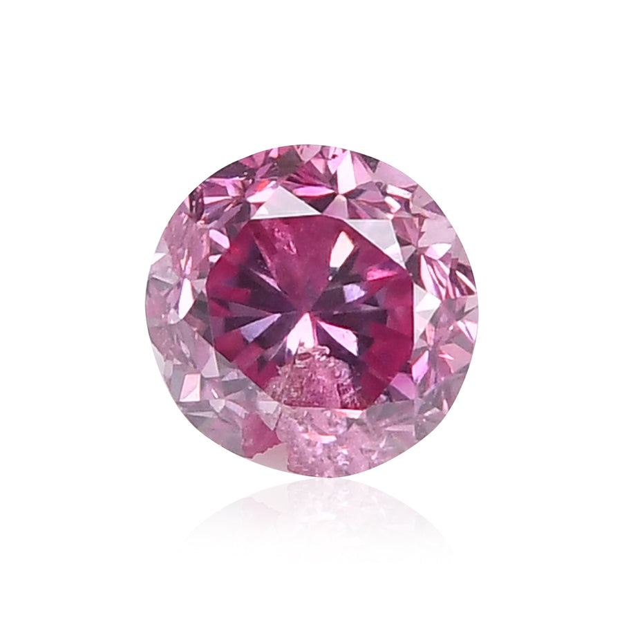 Diamante rotondo Fancy Vivid Purplish Pink da 0,13 carati, certificato GIA