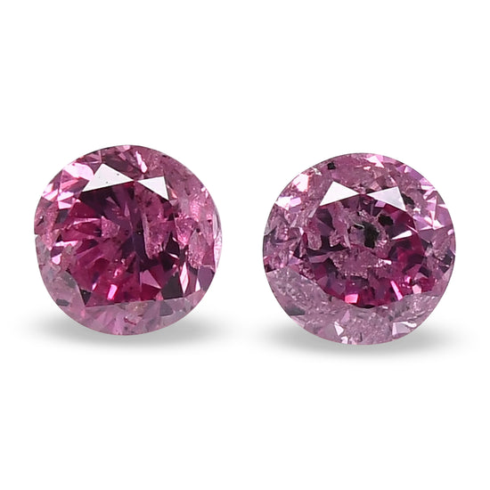 0.36 Carat Fancy Intense Purplish Pink Round Brilliant Diamonds I3