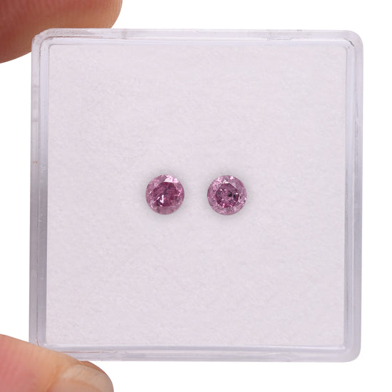 0.36 Carat Fancy Intense Purplish Pink Round Brilliant Diamonds I3