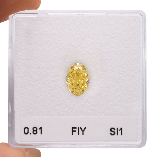 0.81 Carat Fancy Intense Yellow Oval Diamond SI1 GIA