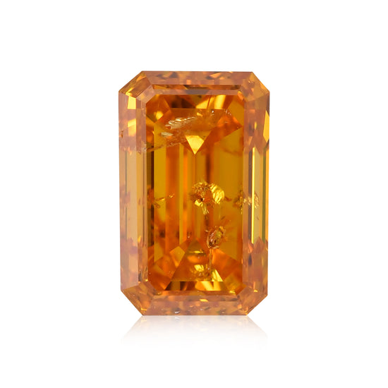 1,10 carati diamante smeraldo Fancy Vivid Orange I2 GIA