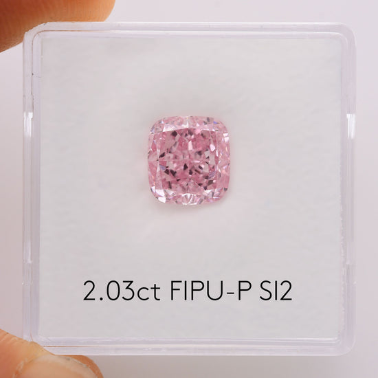 2.03 Carat Fancy Intense Purplish Pink Cushion Diamond SI2 GIA