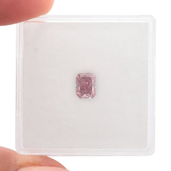 0.55 Carat Fancy Intense Pink Radiant Diamond (I1) GIA