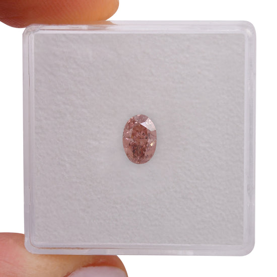 0.59 Carat Fancy Intense Orangy Pink Oval Diamond VVS2 GIA