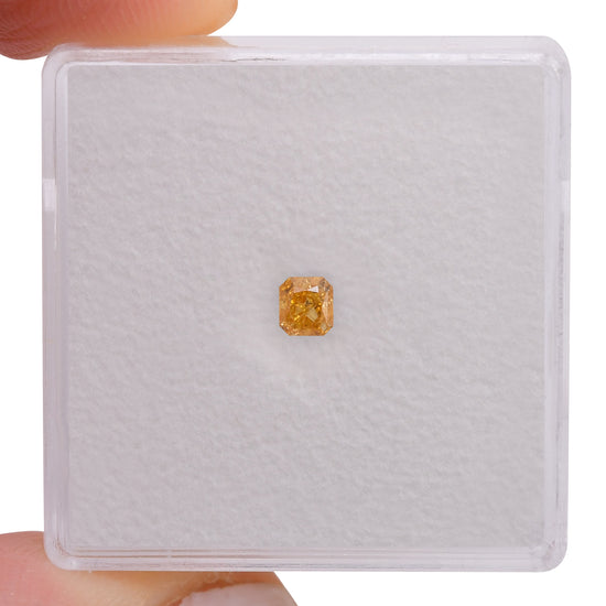 0.18 Carat Fancy Intense Yellow Orange Radiant Diamond SI2 GIA