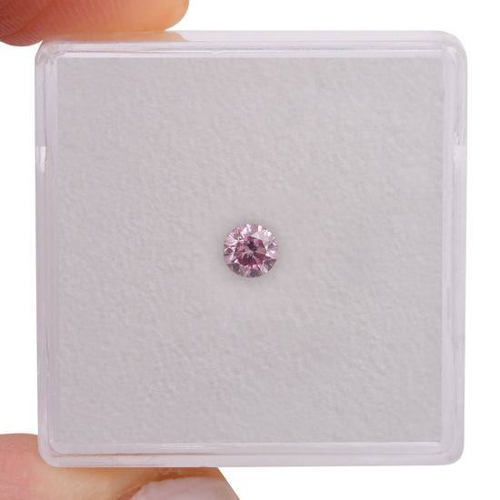 0.18 Carat Fancy Intense Purplish Pink Round Brilliant Diamond SI1 GIA