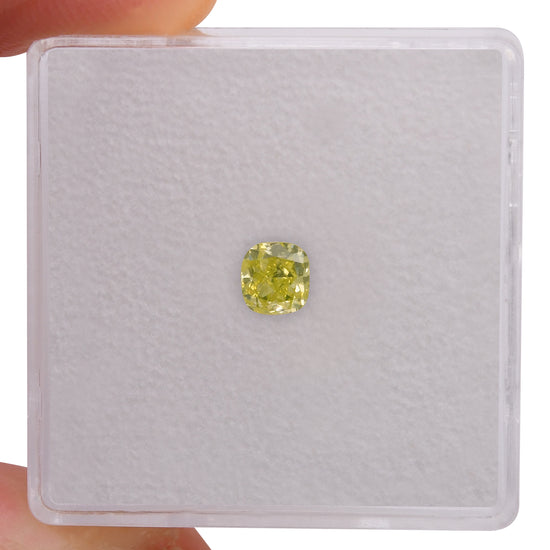 0.32 Carat Fancy Intense Green Yellow Cushion Diamond SI1 GIA