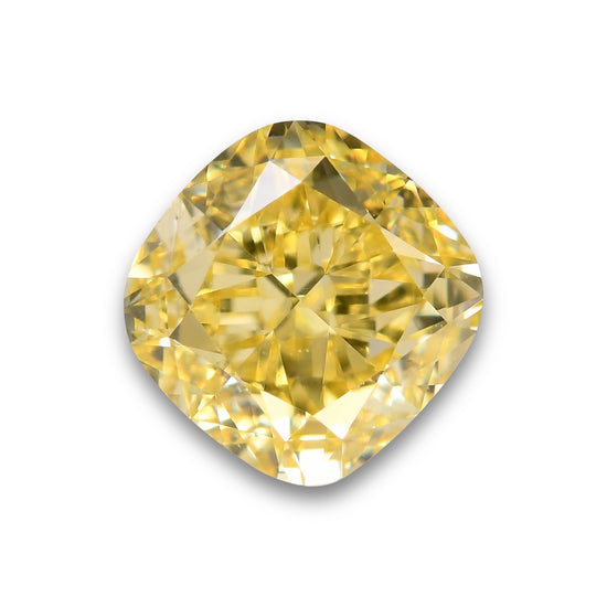 0.67 Carat Fancy Intense Yellow Cushion Diamond VVS1 GIA
