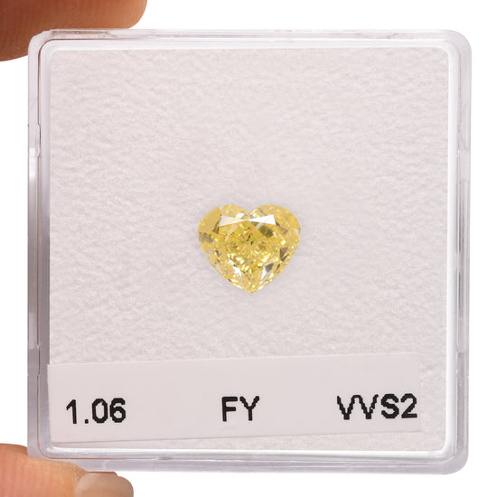 1.06 Carat Fancy Yellow HEART Diamond VVS2 GIA