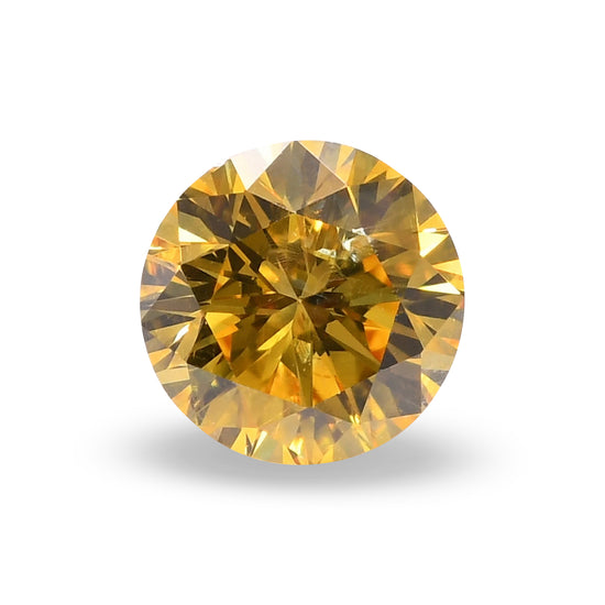 0.27 Carat Fancy Vivid Yellow Round Brilliant Diamond I2 GIA