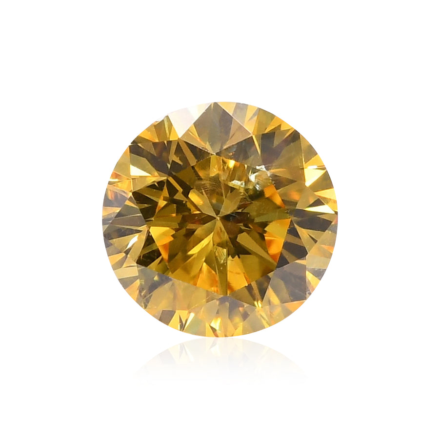 Diamante rotondo Fancy Vivid Yellow da 0,27 carati, purezza I2, certificato GIA