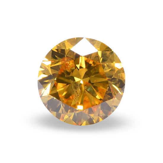 0.32 Carat Fancy Vivid Yellow Round Brilliant Diamond I2 GIA
