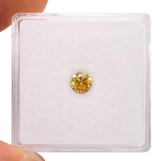 0.32 Carat Fancy Vivid Yellow Round Brilliant Diamond I2 GIA