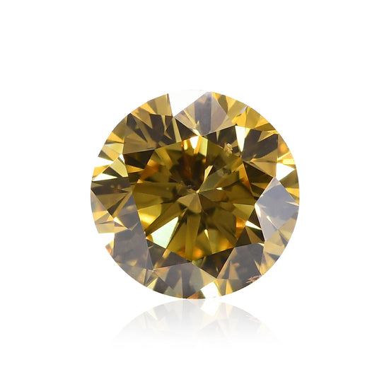 Diamante rotondo taglio brillante giallo intenso fantasia 0,36 carati SI1 GIA