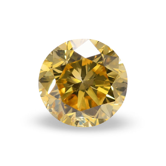 0.37 Carat Fancy Intense Yellow Round Brilliant Diamond I1 GIA