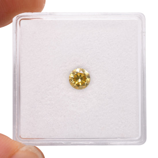0.37 Carat Fancy Intense Yellow Round Brilliant Diamond I1 GIA