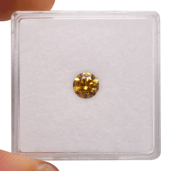 0.43 Carat Fancy Vivid Orangy Yellow Round Brilliant Diamond I2 GIA
