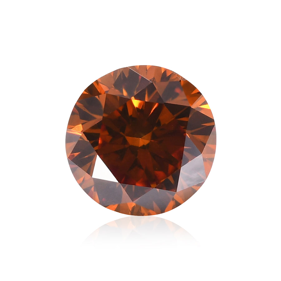 0.43 Carat Fancy Deep Brown Orange Round Brilliant Diamond SI2 GIA