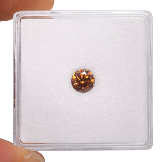 0.43 Carat Fancy Deep Brown Orange Round Brilliant Diamond SI2 GIA