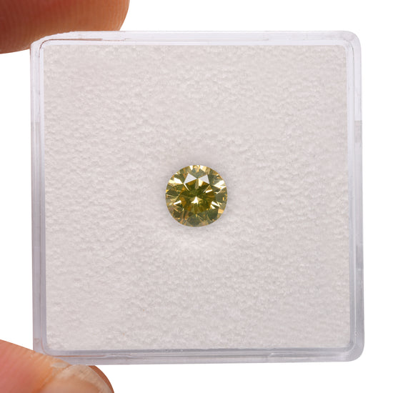0.57 Carat Fancy Greenish Yellow Round Brilliant Diamond VS1 GIA