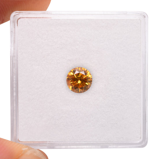 0.57 Carat Fancy Deep Yellow Orange Round Brilliant Diamond I2 GIA