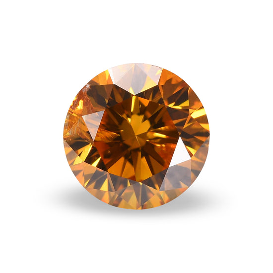 0.57 Carat Fancy Deep Yellow Orange Round Brilliant Diamond I2 GIA