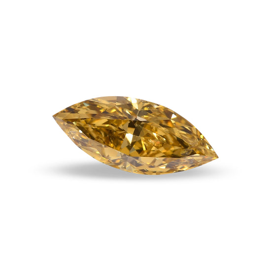 0.63 Carat Fancy Deep Brownish Yellow Marquise Diamond I1 GIA
