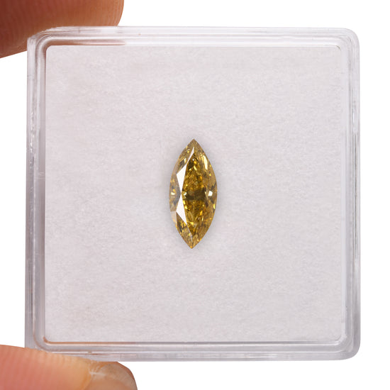 0.63 Carat Fancy Deep Brownish Yellow Marquise Diamond I1 GIA