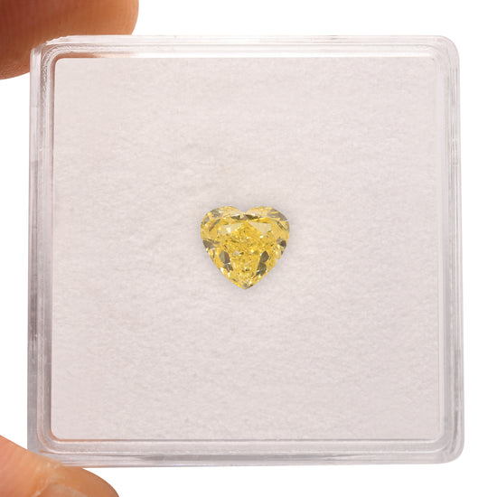 0.77 Carat Fancy Intense Yellow HEART Diamond VVS1 GIA