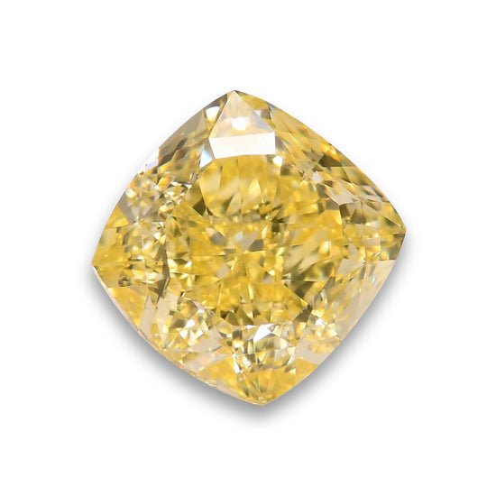 0.71 Carat Fancy Intense Yellow Cushion Diamond VVS2 GIA